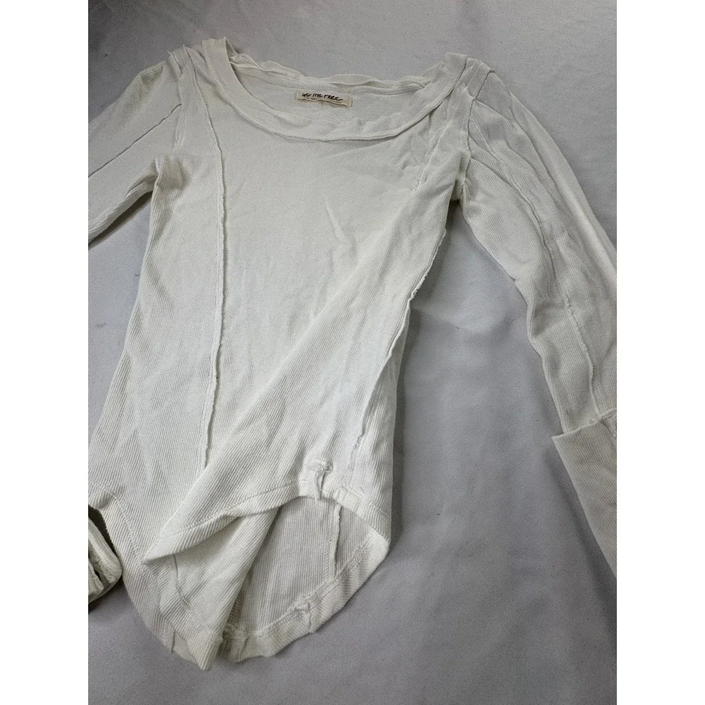 Free People We The Free Ribbed Stuck On You Ivory Top Cuff Small Y2K Cottage